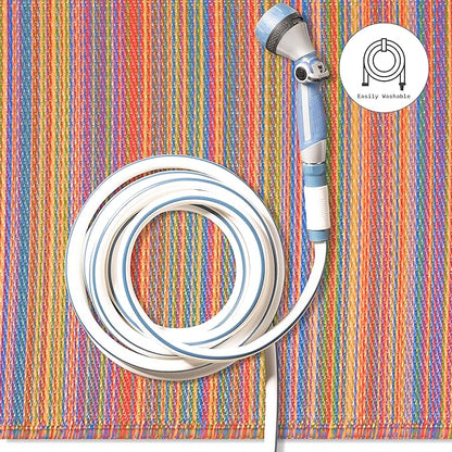 Fab Habitat Outdoor Rug - Waterproof, Fade Resistant, Crease-Free - Premium Recycled Plastic - Striped - Porch, Deck, Balcony, Mudroom, Laundry Room, Patio - Cancun - Multicolor - 3 x 5 ft