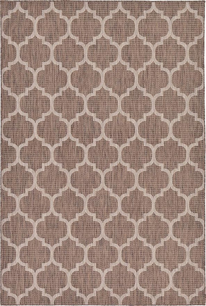 Unique Loom Outdoor Trellis Collection Area Rug (6' 1" x 9' Rectangle, Brown/ Ivory)