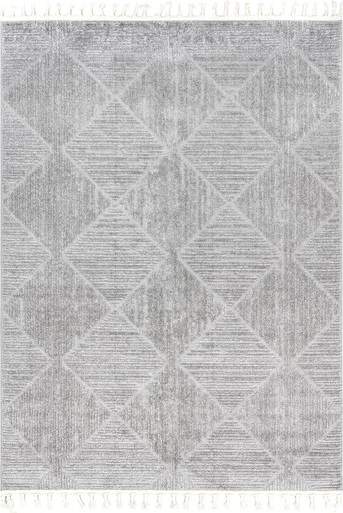 nuLOOM Kerry Light Grey, 6' Square, Geometric, Soft and Cozy, High Traffic, Stain Resistant, Easy Clean, Durable Area Rug for Bedroom, Living Room, Dining Space, Den, Foyer, Entryway