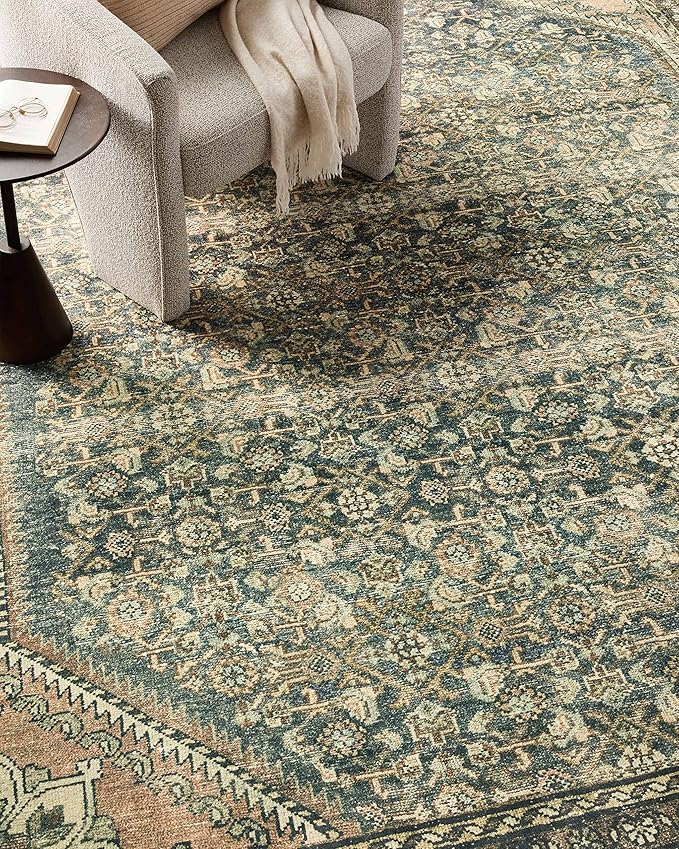 Loloi Magnolia Home by Joanna Gaines Banks Collection BAN-02 Denim/Clay 5'-0" x 7'-6", .13" Pile Height, Machine Washable, Area Rug