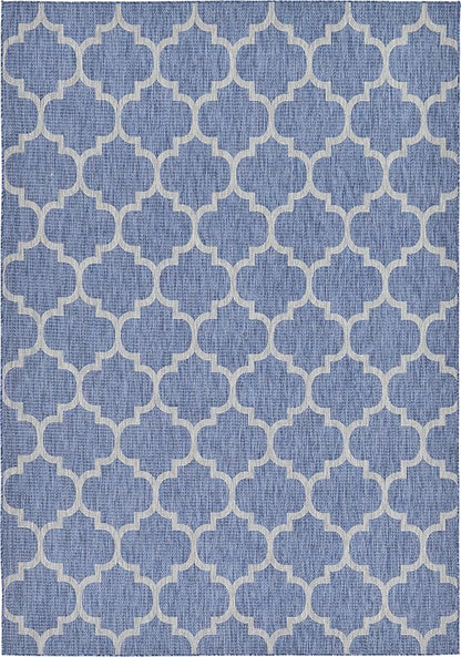 Unique Loom Outdoor Trellis Collection Area Rug (7' 10" x 11' 4" Rectangle, Navy Blue/ Ivory)
