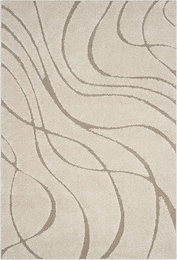 SAFAVIEH Florida Shag Collection Area Rug - 5'3" x 7'6", Cream & Beige, Non-Shedding & Easy Care, 1.2-inch Thick Ideal for High Traffic Areas in Living Room, Bedroom (SG471-1113)