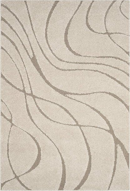 SAFAVIEH Florida Shag Collection Area Rug - 5'3" x 7'6", Cream & Beige, Non-Shedding & Easy Care, 1.2-inch Thick Ideal for High Traffic Areas in Living Room, Bedroom (SG471-1113)