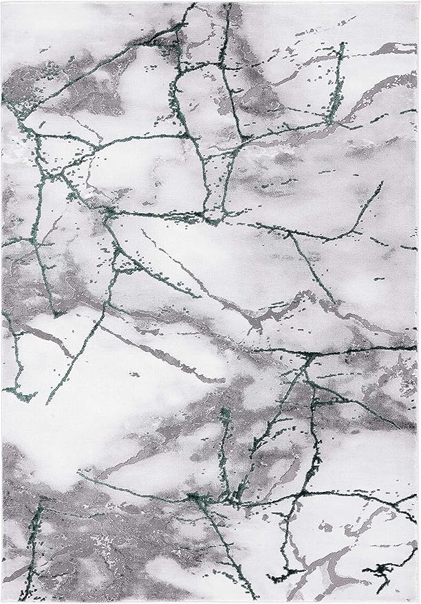 SAFAVIEH Craft Collection Area Rug - 5'3" x 7'6", Grey & Green, Modern Abstract Design, Non-Shedding & Easy Care, Ideal for High Traffic Areas in Living Room, Bedroom (CFT877Y)