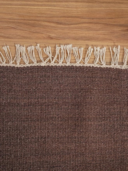 Rugsotic Carpets Hand Woven Flat Weave Kilim Wool ECO-Friendly Area Rugs - 3'x5', Rectangle Shape, Dark Brown Color, Solid Plain Design, Low Pile Handmade Rugs for Living Room, Bed Room (D00111)