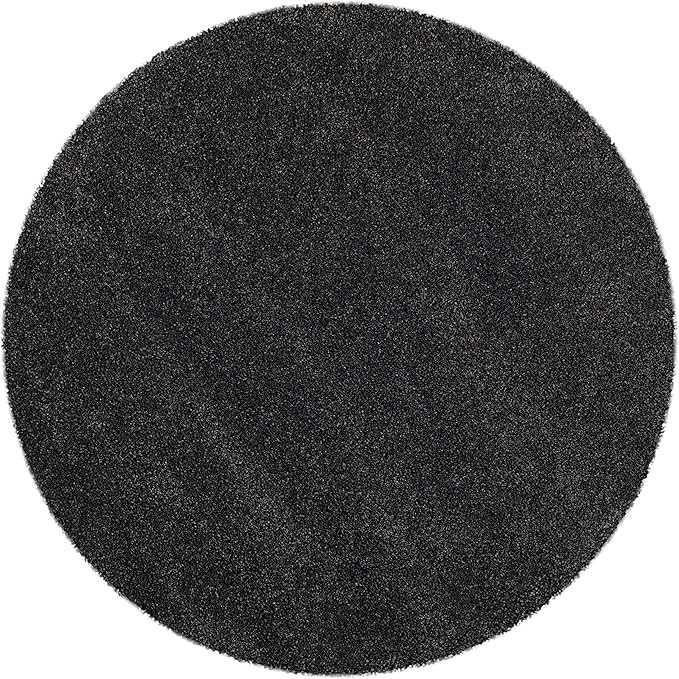 SAFAVIEH Milan Shag Collection 3' Round Dark Grey SG180 Solid Non-Shedding Living Room Bedroom Dining Room Entryway Plush 2-inch Thick Area Rug