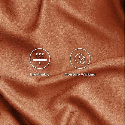 Bedsure Full Size Bed Sheets, Cooling Sheets, Rayon Derived from Bamboo, Breathable & Soft, Deep Pocket Up to 16 Inches, Hotel Luxury Silky Bedding for Hot Sleepers, Burnt Orange
