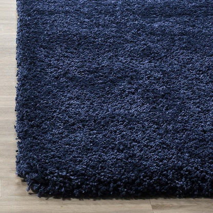 SAFAVIEH Milan Shag Collection Runner Rug - 2' x 14', Navy, Solid Design, Non-Shedding & Easy Care, 2-inch Thick Ideal for High Traffic Areas in Living Room, Bedroom (SG180-7070)