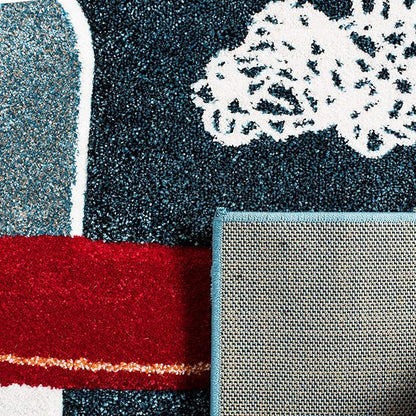 SAFAVIEH Carousel Kids Collection Area Rug - 9' x 12', Navy & Ivory, Non-Shedding & Easy Care, Ideal for High Traffic Areas for Boys & Girls in Playroom, Nursery, Bedroom (CRK167N)