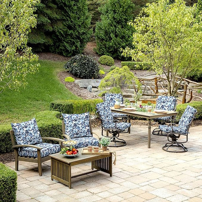 ARDEN Outdoor Dining Chair Cushion, 20 x 20, Rain-Proof, Fade Resistant, Blue Garden Floral