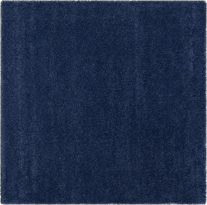 SAFAVIEH Milan Shag Collection 3' Square Navy SG180 Solid Non-Shedding Living Room Bedroom Dining Room Entryway Plush 2-inch Thick Area Rug