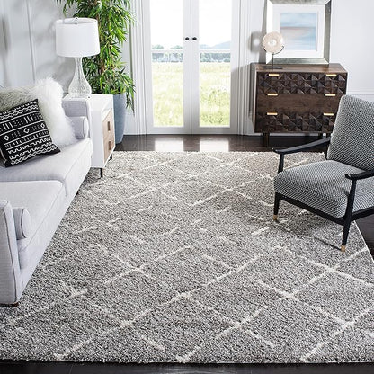 SAFAVIEH Area Rug 8x10 - Arizona Shag Collection - Large - Brown & Ivory, Moroccan Design, Non-Shedding & Easy to Clean, Ideal for Living Room, Bedroom, Dining Space (ASG743B)