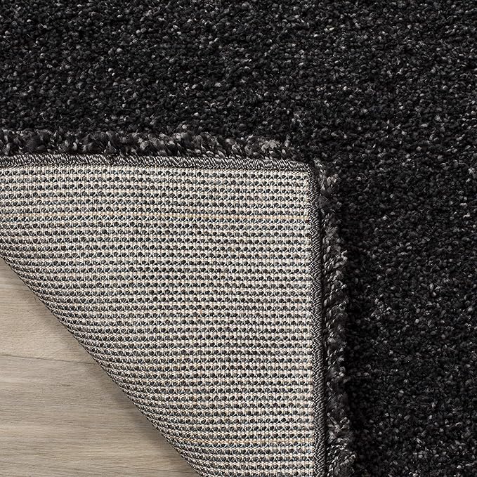 SAFAVIEH Milan Shag Collection Accent Rug - 3' x 5', Dark Grey, Solid Design, Non-Shedding & Easy Care, 2-inch Thick Ideal for High Traffic Areas in Entryway, Living Room, Bedroom (SG180-8484)