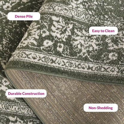 SAFAVIEH Area Rug 8x10 - Adirondack Collection - Large - Dark Green & Ivory, Distressed Vintage Floral Design, Non-Shedding & Easy to Clean, Ideal for Living Room, Bedroom, Dining Space (ADR109Y)