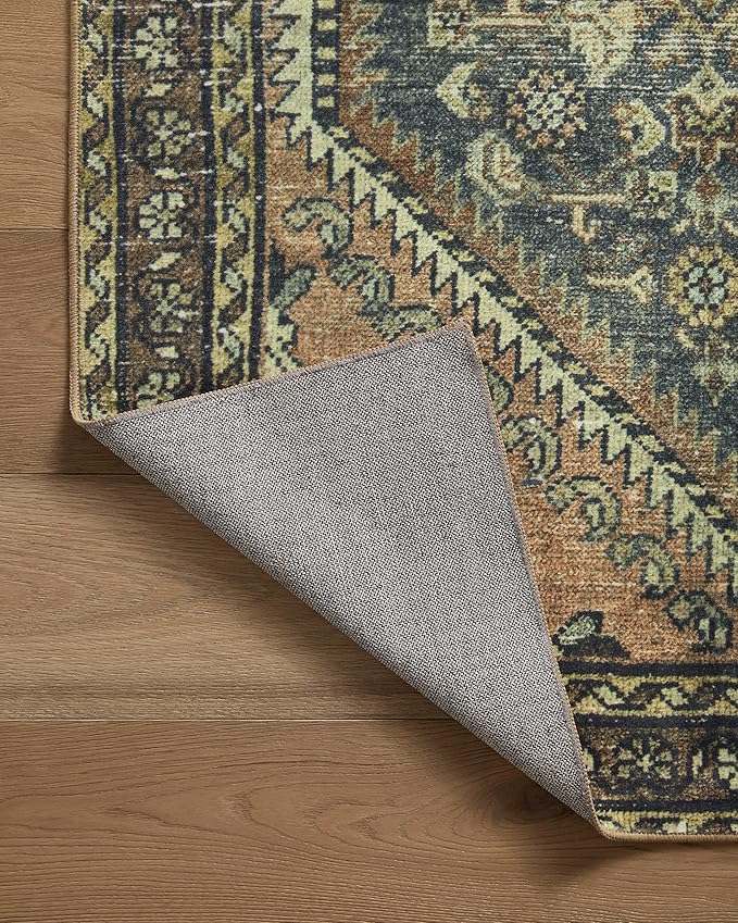 Loloi Magnolia Home by Joanna Gaines Banks Collection BAN-02 Denim/Clay 7'-6" x 9'-6", .13" Pile Height, Machine Washable, Area Rug