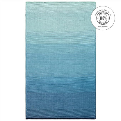 Fab Habitat Outdoor Rug - Waterproof, Fade Resistant, Crease-Free - Premium Recycled Plastic - Ombre - Patio, Deck, Porch, Balcony, Laundry Room - Big Sur - Teal - 4 x 6 ft