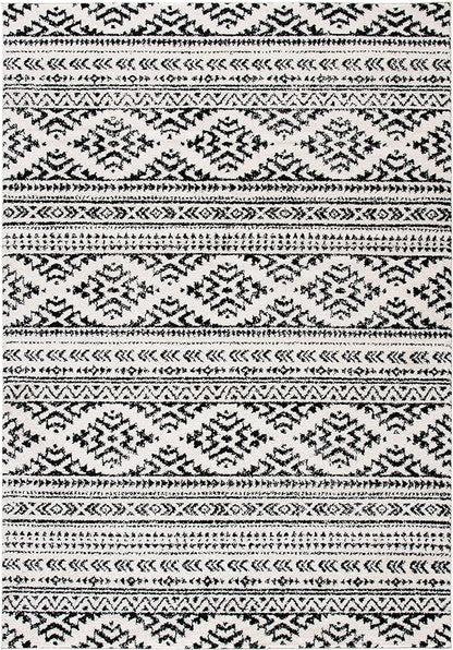 SAFAVIEH Tulum Collection Area Rug - 5'3" x 7'6", Ivory & Black, Moroccan Boho Tribal Design, Non-Shedding & Easy to Clean, Ideal for Living Room, Bedroom, Dining Space (TUL272B)