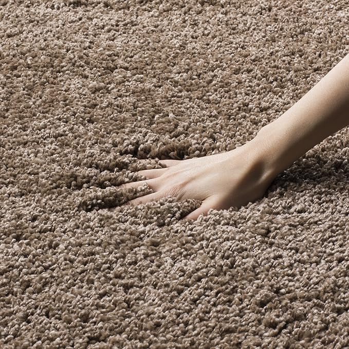 SAFAVIEH Milan Shag Collection Area Rug - 10' Square, Dark Beige, Solid Design, Non-Shedding & Easy Care, 2-inch Thick Ideal for High Traffic Areas in Living Room, Bedroom (SG180-1414)
