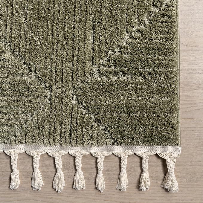nuLOOM Kerry Green, 5'3" x 7'6", Geometric, Soft and Cozy, High Traffic, Stain Resistant, Easy Clean, Durable Area Rug for Bedroom, Living Room, Dining Space, Den, Foyer, Entryway