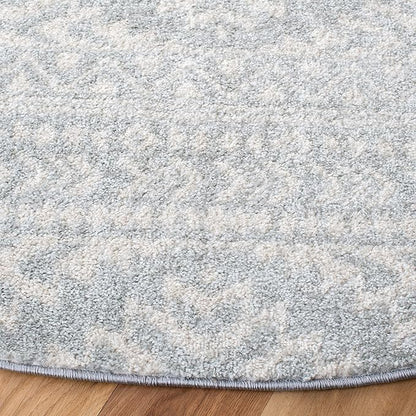 SAFAVIEH Tulum Collection Area Rug - 10' Round, Light Grey & Ivory, Moroccan Boho Tribal Design, Non-Shedding & Easy to Clean, Ideal for Living Room, Bedroom, Dining Space (TUL272F)