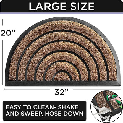 ubdyo Durable Welcome Doormat - Low Pile Front Door Mat Outside Entrance - Muddy Dirt Trapping Welcome Matt Outdoor - Rubber Backing Anti Slip Indoor Doormat Entrance 32'' x 20'', Brown