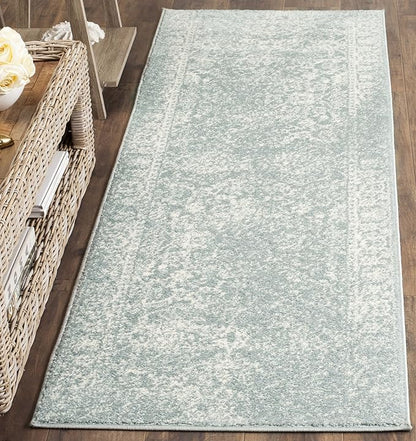 SAFAVIEH Adirondack Collection Runner Rug - 2'6" x 12', Slate & Ivory, Distressed Vintage Floral Design, Non-Shedding & Easy to Clean, Ideal for Hallway, Foyer, Entryway, Bedroom (ADR109T)