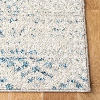 SAFAVIEH Tulum Collection Area Rug - 12' Square, Ivory & Turquoise, Moroccan Boho Tribal Design, Non-Shedding & Easy to Clean, Ideal for Living Room, Bedroom, Dining Space (TUL272E)