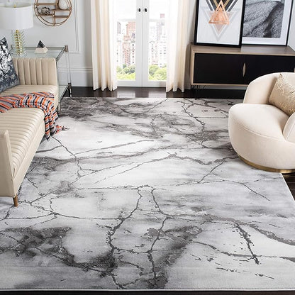 SAFAVIEH Craft Collection X-Large Area Rug - 12' x 18', Grey & Silver, Modern Abstract Design, Non-Shedding & Easy Care, Ideal for High Traffic Areas in Living Room, Bedroom (CFT877G)