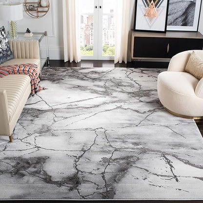 SAFAVIEH Craft Collection Accent Rug - 2'7" x 5', Grey & Silver, Modern Abstract Design, Non-Shedding & Easy Care, Ideal for High Traffic Areas in Entryway, Living Room, Bedroom (CFT877G)