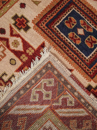 Hand Knotted Wool & Silk ECO-Friendly Oriental Area Rugs - 8'x10', Rectangle Shape, Cream Burgundy Color, Classic Oriental Traditional, Medium Pile Handmade Area Rugs (AF0102)