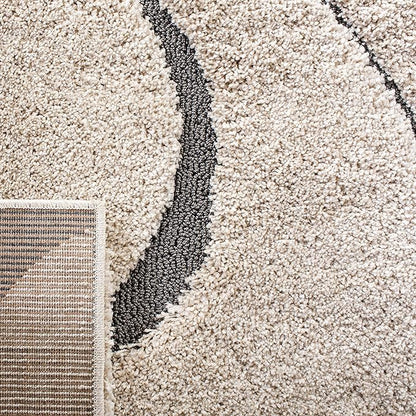 SAFAVIEH Florida Shag Collection Accent Rug - 3'3" x 5'3", Cream & Grey, Non-Shedding & Easy Care, 1.2-inch Thick Ideal for High Traffic Areas in Entryway, Living Room, Bedroom (SG471-1180)