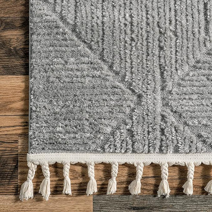 nuLOOM Kerry Light Grey, 6' Square, Geometric, Soft and Cozy, High Traffic, Stain Resistant, Easy Clean, Durable Area Rug for Bedroom, Living Room, Dining Space, Den, Foyer, Entryway
