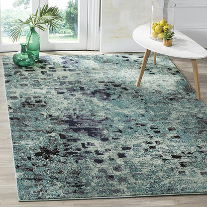 SAFAVIEH Monaco Collection Accent Rug - 4' x 5'7", Light Blue & Multi, Abstract Watercolor Design, Non-Shedding & Easy Care, Ideal for High Traffic Areas in Entryway, Living Room, Bedroom (MNC225J)