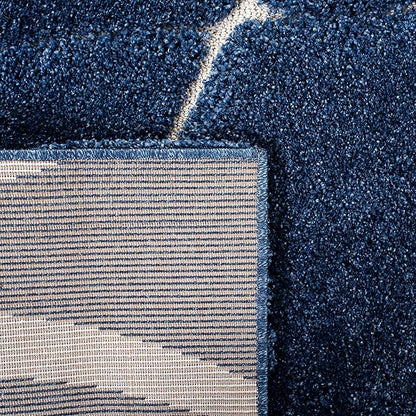 SAFAVIEH Florida Shag Collection Accent Rug - 2'3" x 5', Navy & Ivory, Non-Shedding & Easy Care, 1.2-inch Thick Ideal for High Traffic Areas in Entryway, Living Room, Bedroom (SG471-6512)