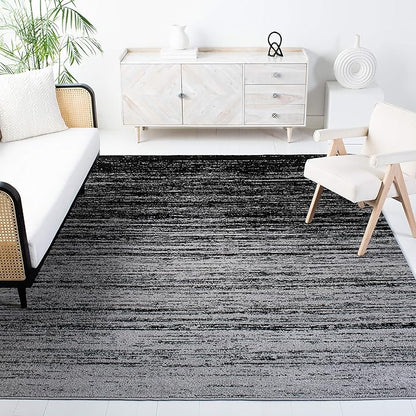 SAFAVIEH Adirondack Collection Area Rug - 10' Square, Silver & Black, Modern Ombre Design, Non Shedding & Easy to Clean, Ideal for Living Room, Bedroom, Office, Dining Space (ADR113A)