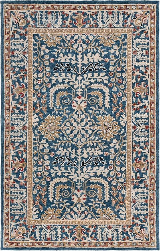 SAFAVIEH Antiquity Collection Area Rug - 10' x 14', Dark Blue & Multi, Handmade Traditional Oriental Wool, Ideal for High Traffic Areas in Living Room, Bedroom (AT64B)