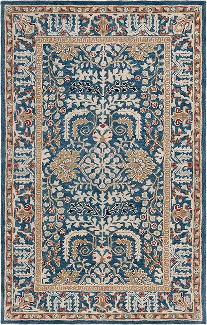 SAFAVIEH Antiquity Collection Area Rug - 10' x 14', Dark Blue & Multi, Handmade Traditional Oriental Wool, Ideal for High Traffic Areas in Living Room, Bedroom (AT64B)