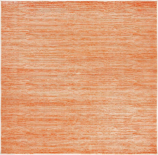 SAFAVIEH Vision Collection Area Rug - 5' Square, Orange, Modern Ombre Design, Non-Shedding & Easy to Clean, Ideal for Living Room, Bedroom, Dining Space (VSN606P)