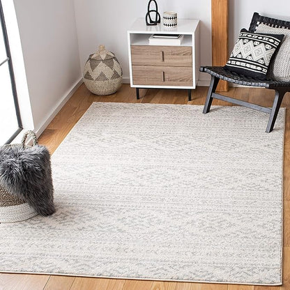 SAFAVIEH Tulum Collection Area Rug - 3' Square, Ivory & Light Grey, Moroccan Boho Tribal Design, Non-Shedding & Easy to Clean, Ideal for Entryway, Foyer, Accent Space, Bedroom (TUL272G)