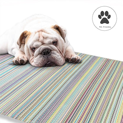 Fab Habitat Outdoor Rug - Waterproof, Fade Resistant, Crease-Free - Premium Recycled Plastic - Striped - Patio, Deck, Porch, Balcony, Laundry Room - Cancun - Candy - 4 x 6 ft