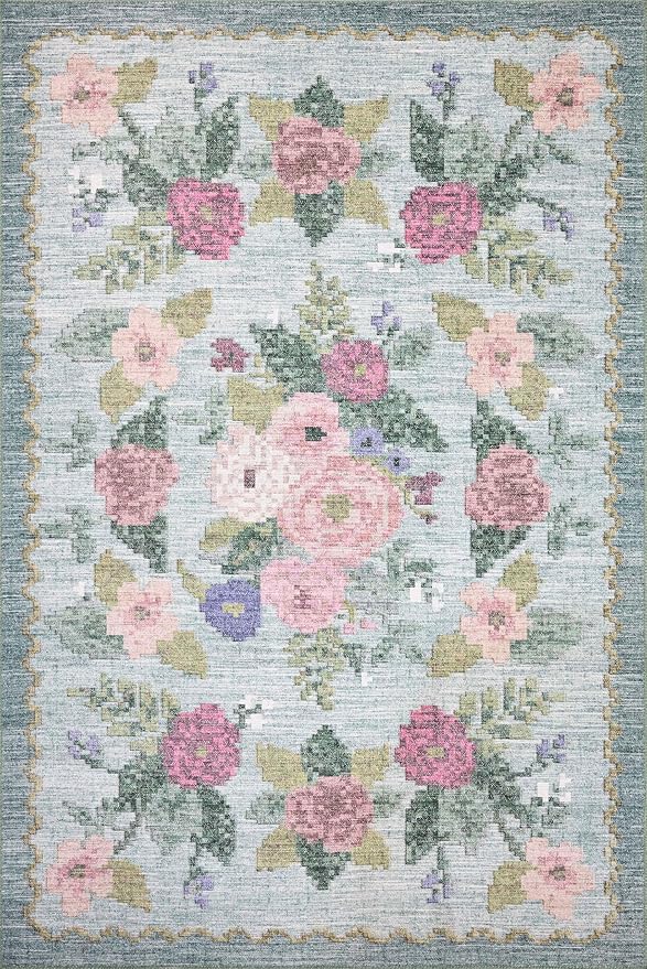 Loloi Rifle Paper Co. Rosa Collection RSA-02 Sky 2'-3" x 3'-9" Accent Rug