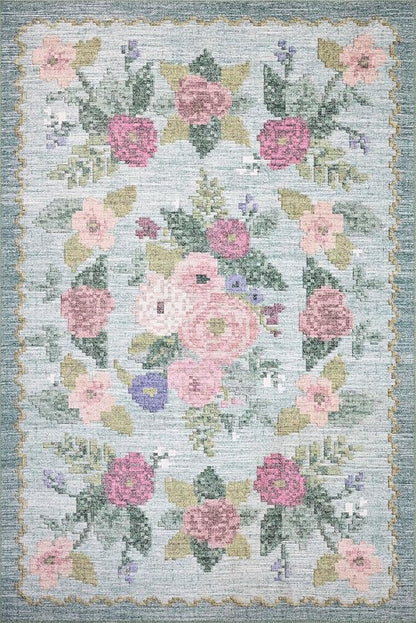 Loloi Rifle Paper Co. Rosa Collection RSA-02 Sky 2'-0" x 5'-0" Accent Rug