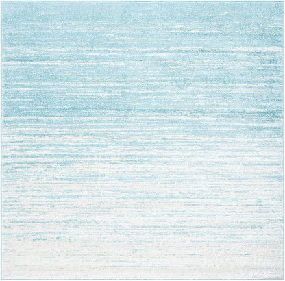 SAFAVIEH Adirondack Collection Area Rug - 4' Square, Aqua & Ivory, Modern Ombre Design, Non Shedding & Easy to Clean, Ideal for Living Room, Bedroom, Office, Dining Space (ADR113J)