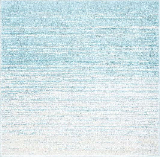 SAFAVIEH Adirondack Collection Area Rug - 5' Square, Aqua & Ivory, Modern Ombre Design, Non Shedding & Easy to Clean, Ideal for Living Room, Bedroom, Office, Dining Space (ADR113J)