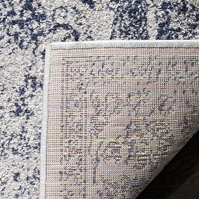 SAFAVIEH Adirondack Collection Area Rug - 5'1" x 7'6", Grey & Navy, Distressed Vintage Floral Design, Non-Shedding & Easy to Clean, Ideal for Living Room, Bedroom, Dining Space (ADR109P)