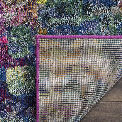 SAFAVIEH Monaco Collection Area Rug - 6'7" Square, Pink & Multi, Boho Chic Abstract Watercolor Design, Non-Shedding & Easy Care, Ideal for High Traffic Areas in Living Room, Bedroom (MNC225D)