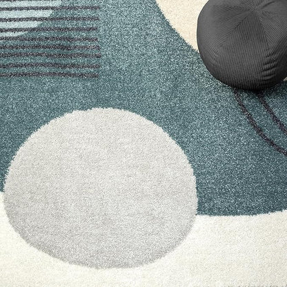 Abani Deco Collection Area Rug -Cream/Green Minimalist Design -4' x 6' - Easy to Clean - Durable for Kids and Pets - Non-Shedding - Medium Pile - Soft Feel - for Living Room, Bedroom & Office