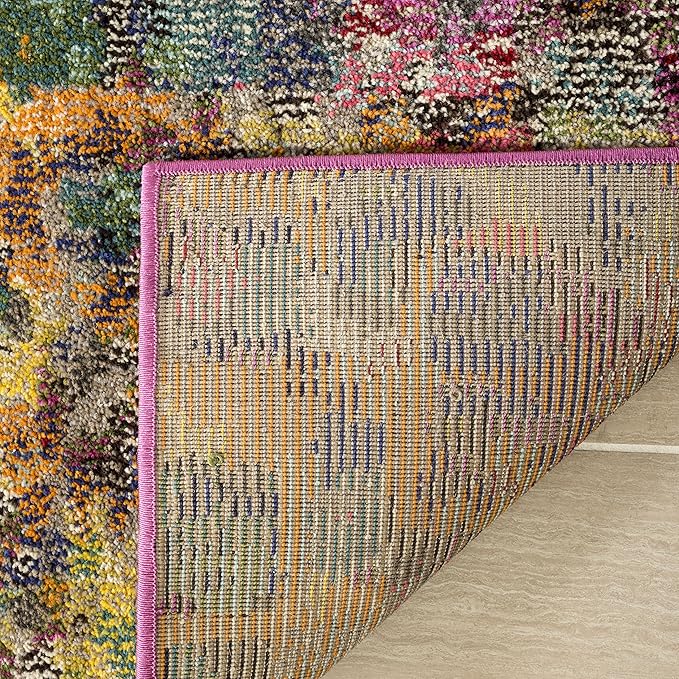 SAFAVIEH Monaco Collection Accent Rug - 3' x 5', Pink & Multi, Boho Chic Abstract Watercolor Design, Non-Shedding & Easy Care, Ideal for High Traffic Areas in Entryway, Living Room, Bedroom (MNC225D)