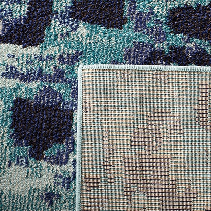 SAFAVIEH Monaco Collection Area Rug - 8' x 11', Light Blue & Multi, Boho Chic Abstract Watercolor Design, Non-Shedding & Easy Care, Ideal for High Traffic Areas in Living Room, Bedroom (MNC225J)