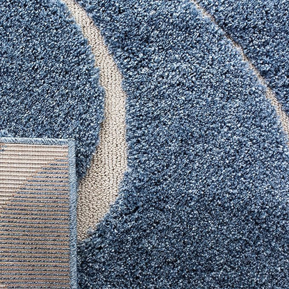 SAFAVIEH Florida Shag Collection Area Rug - 6'7" Square, Light Blue & Cream, Non-Shedding & Easy Care, 1.2-inch Thick Ideal for High Traffic Areas in Living Room, Bedroom (SG471-6011)